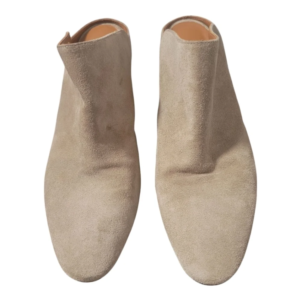 Aquatalia Elisabetta Slip-on Suede Block Heel Mule Booties - 10.5 - Tan